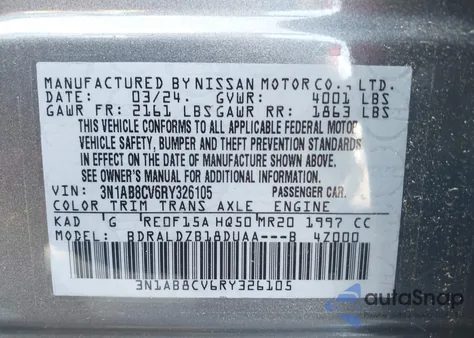 2024 Nissan Sentra Sv Xtronic Cvt из США, поврежденный, VIN 3N1AB8CV6RY326105